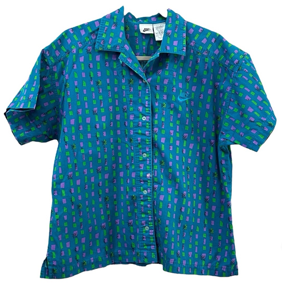 Nike Women’s Vintage Short Sleeve Button Down Shirt Sz S